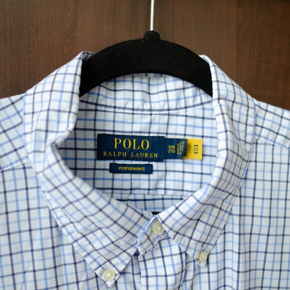 Polo Ralph Lauren Performance Long Sleeve Shirt – 2XB Blue Windowpane Check - Picture 2 of 3